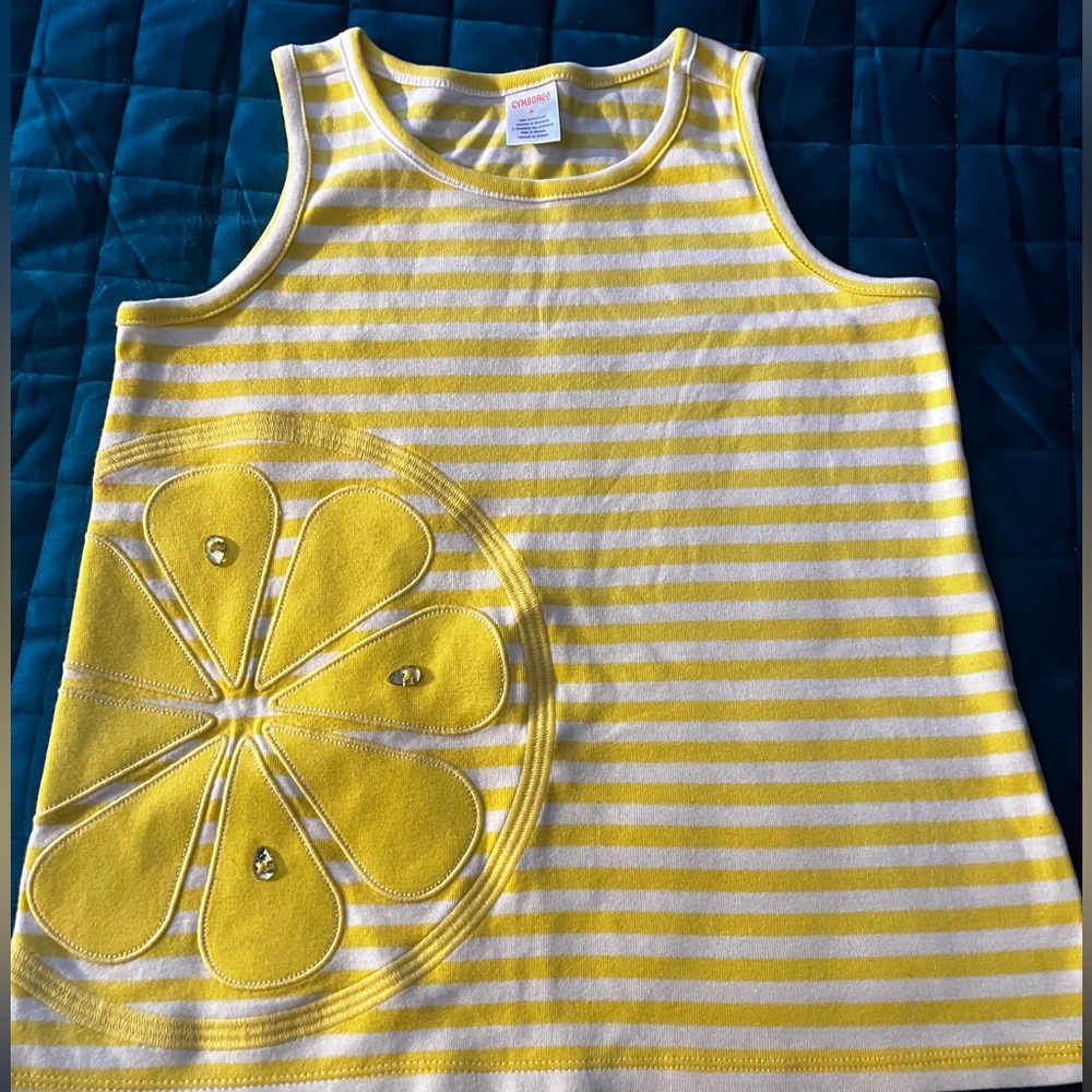 Gymboree bright, vibrant lemon summer clothing - 3 pce lot & matching hair bow
